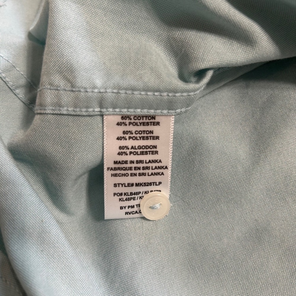 RVCA Mens Slim Fit Short Sleeve Button Down Oxford Shirt Sage Green MK526TLP M - Picture 7 of 8